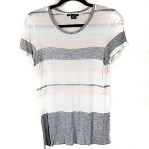Vince Striped Crew Neck Multi Colored T-Shirt Top